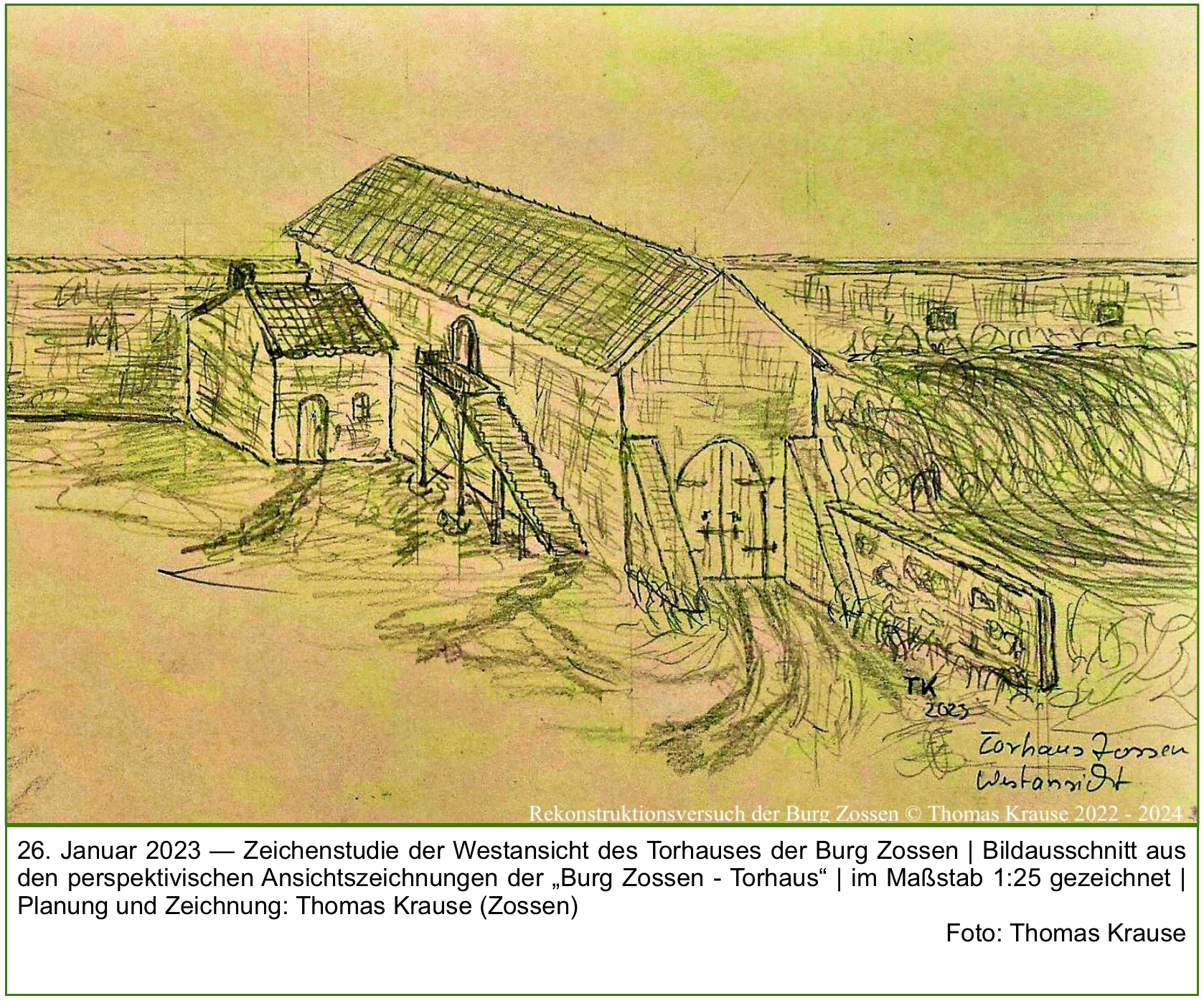 2023 Zeichenstudie Torhaus Westansicht